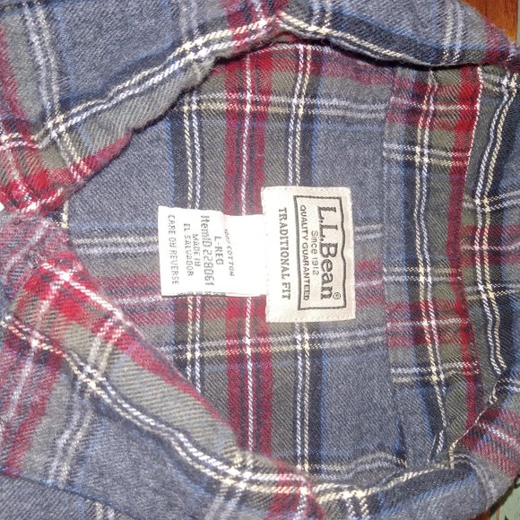 L.L. Bean Mens Flannel Button Up Plaid Shirt Size Large - Picture 2 of 5